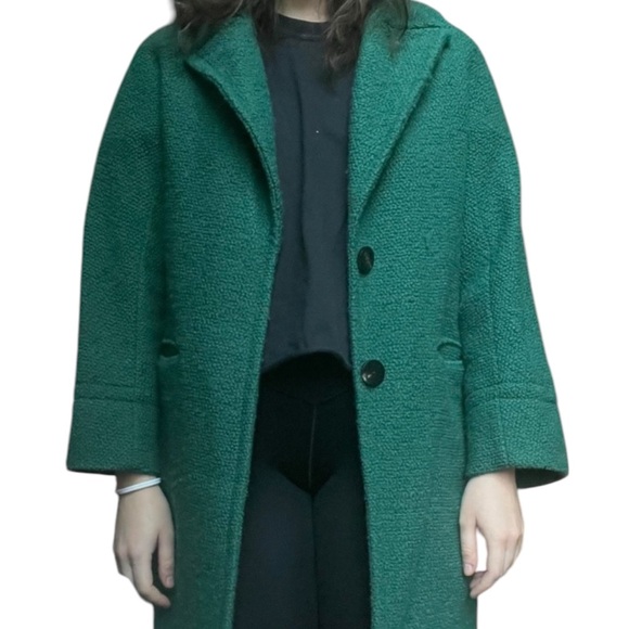 Massimo Dutti Wool Blend Coat Dark Green Women's Size Xs